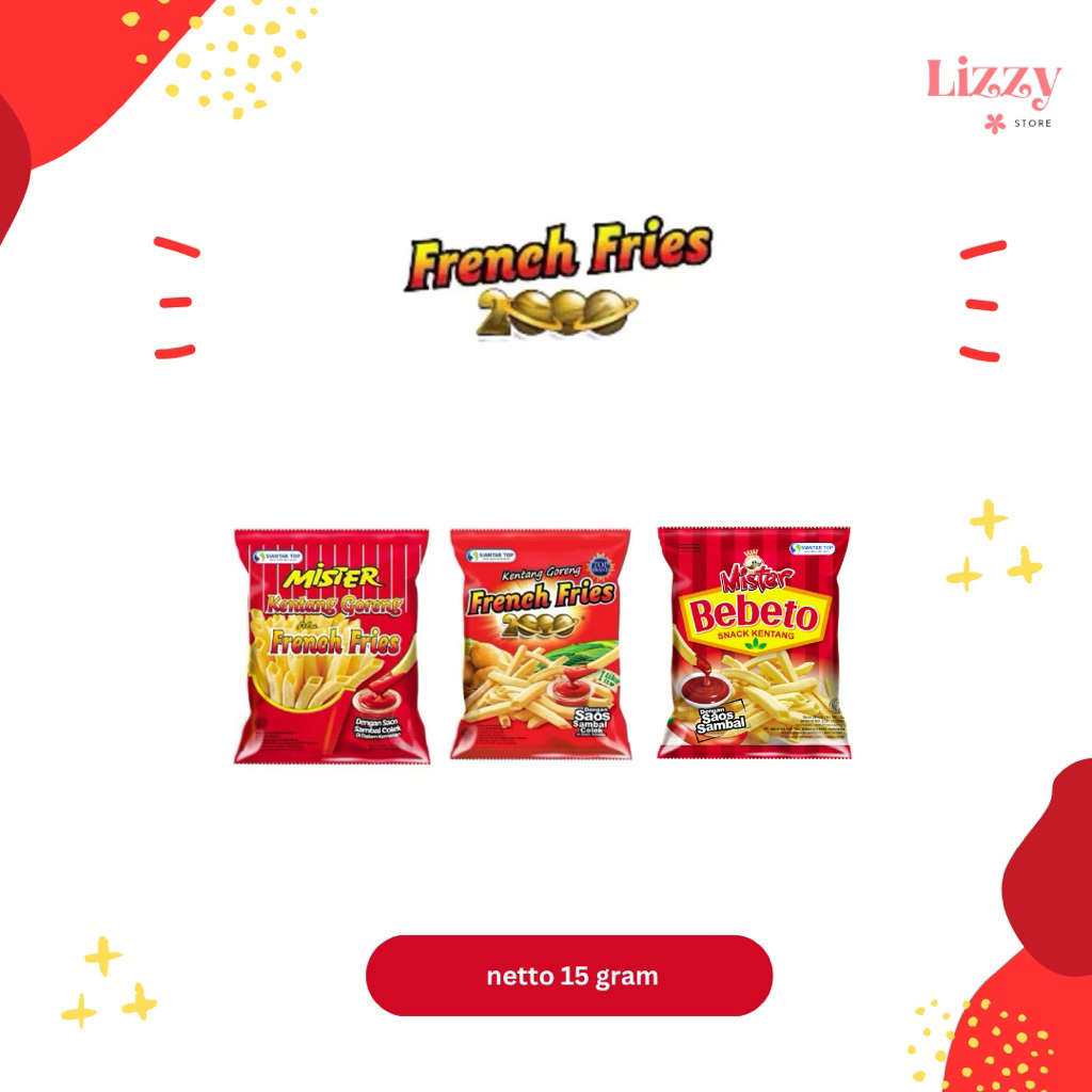 

French Fries 2000 Siantartop Mister Kentang | Mister Bebeto Snack Kentang Goreng 62gram