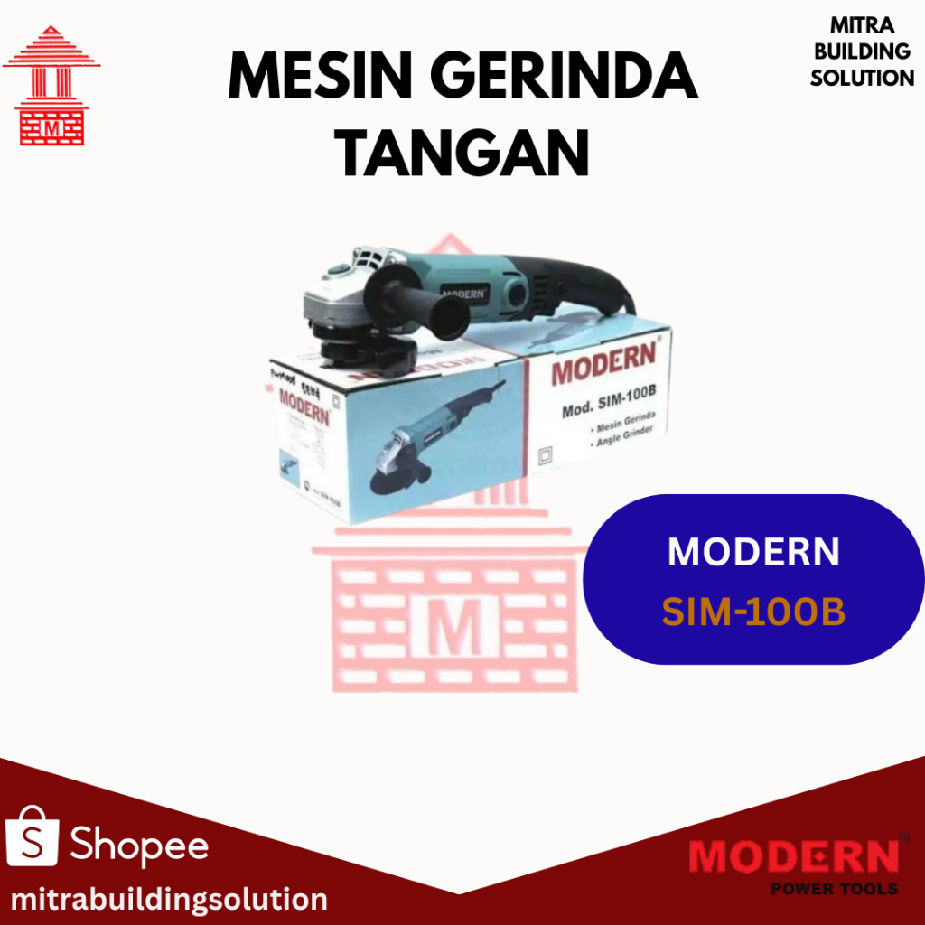 Mesin Gerinda Tangan Merk Modern SIM 100B Ukuran 4 Inch,Mesin Gerinda Modern