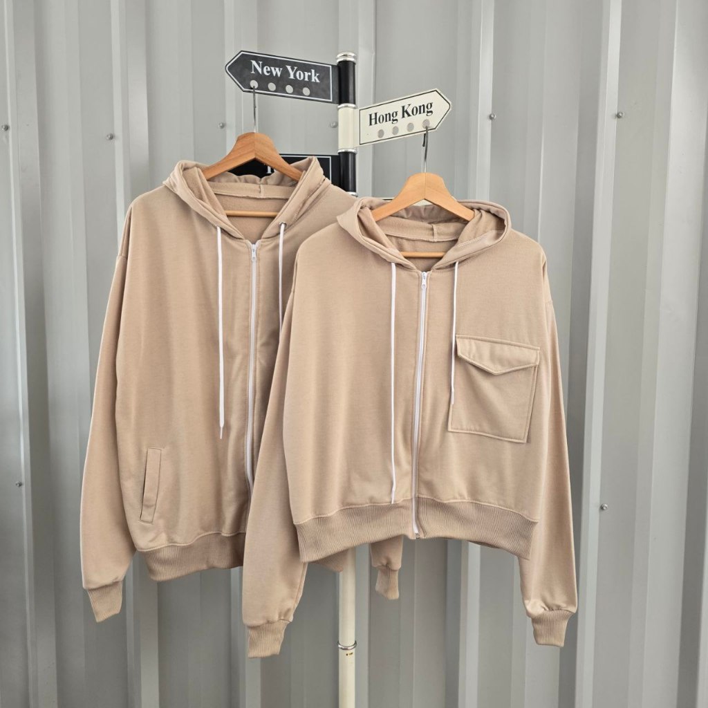 ( isi 2 pcs) Jaket couple pasangan Polos terbaru - Nami hoodie crop - hodie couple pasangan