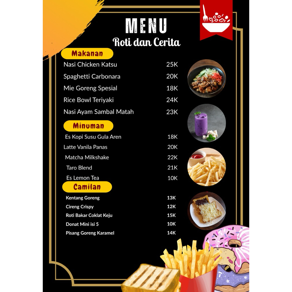 Menu makanan dan minuman