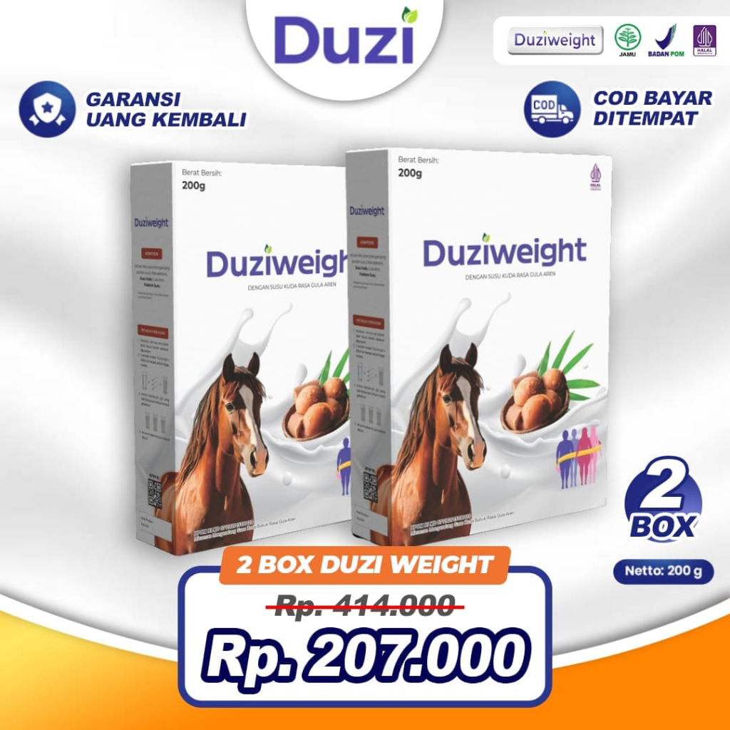 

Duzi Weight - Susu Kuda Penambah Berat Badan 200gr Nutrisi Tubuh Alami 2 Box