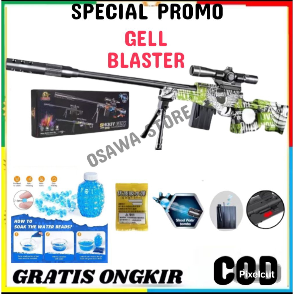 MAINAN PISTOL PISTOLAN TEMBAK TEMBAKAN  ANAK LAKI LAKI PELURU BUSA SNIPER NERF BULLET AWM MURAH/MAIN