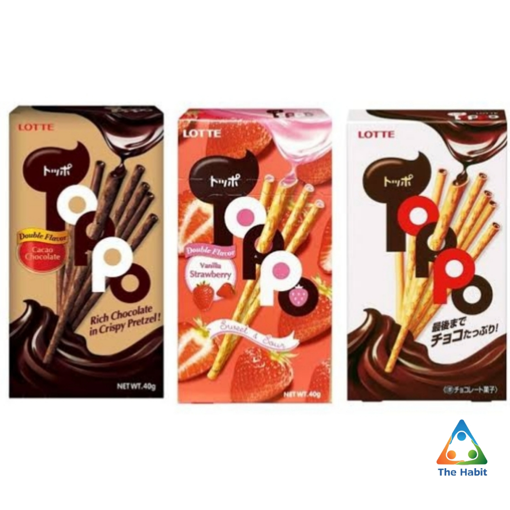 

(The Habit) Lotte Toppo BOX Biskuit Stick / Coklat Strawberry Double Choco Vanilla
