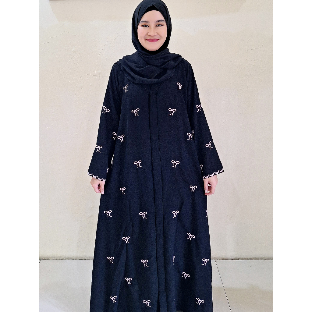 Abaya Bordir Pita Outer Hitam  Gamis Wanita Hitam Dress Arab Bordir Turkey
