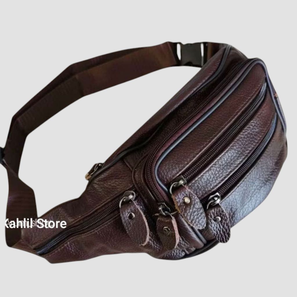 TAS PINGGANG KULIT ASLI PREMIUM TAS KULIT PRIA MODIS TAS DADA KULIT WAIST BAG KULIT SAPI GARUT