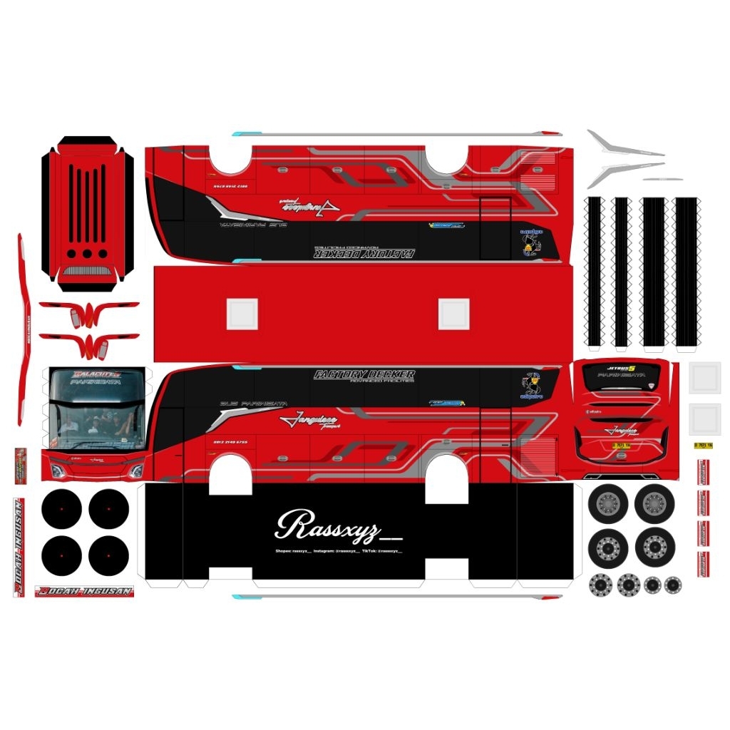 Lembaran papercraft bus Janguleee Dalacutes