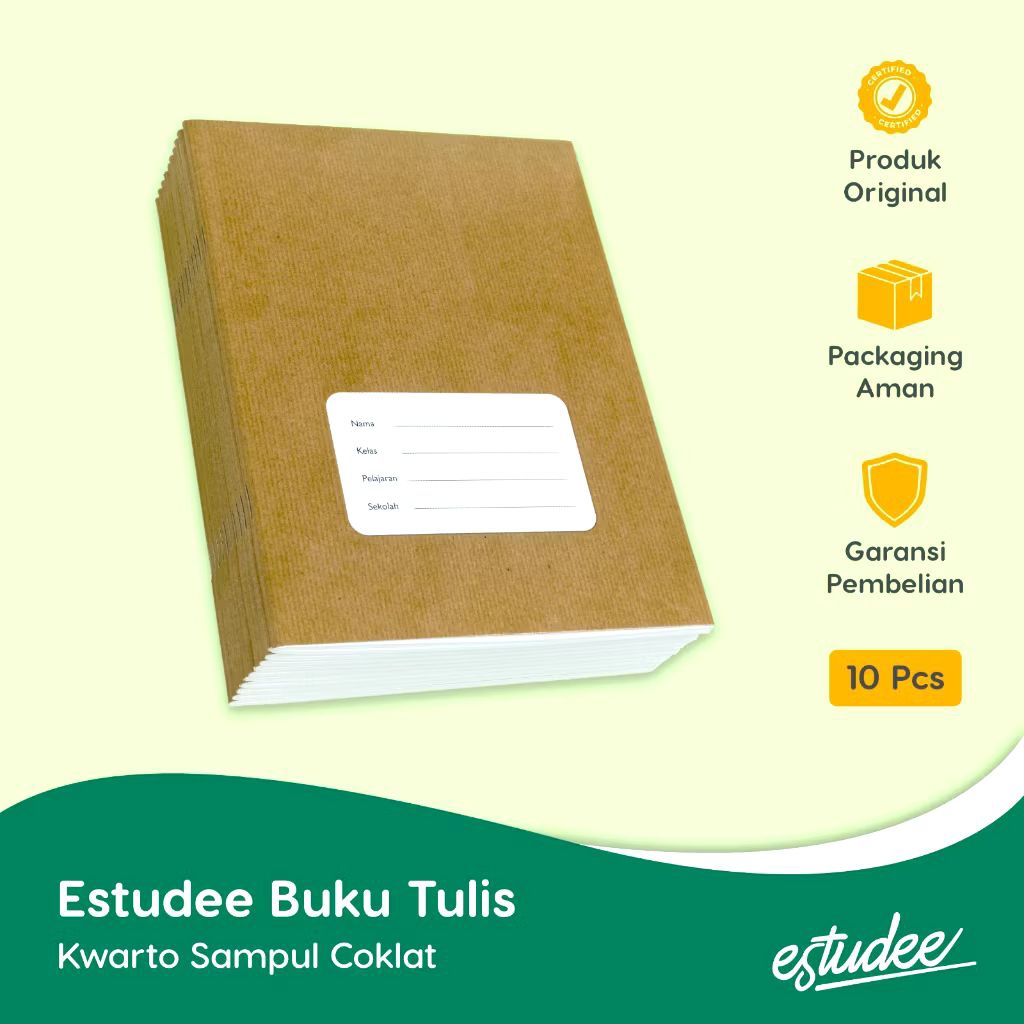 

Buku Tulis Kwarto A5 Estudee Sampul Coklat Isi 10 Buku