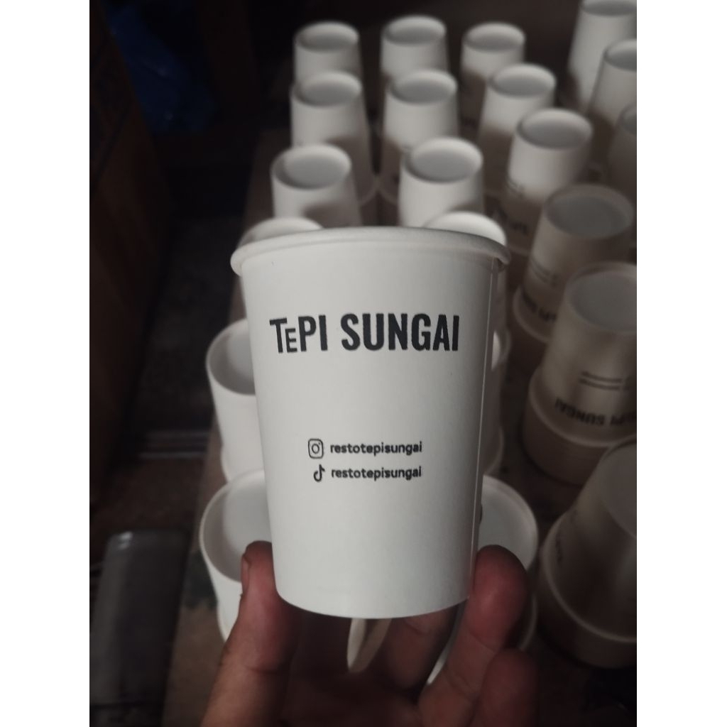 paper cup 12 oz datar + tutup