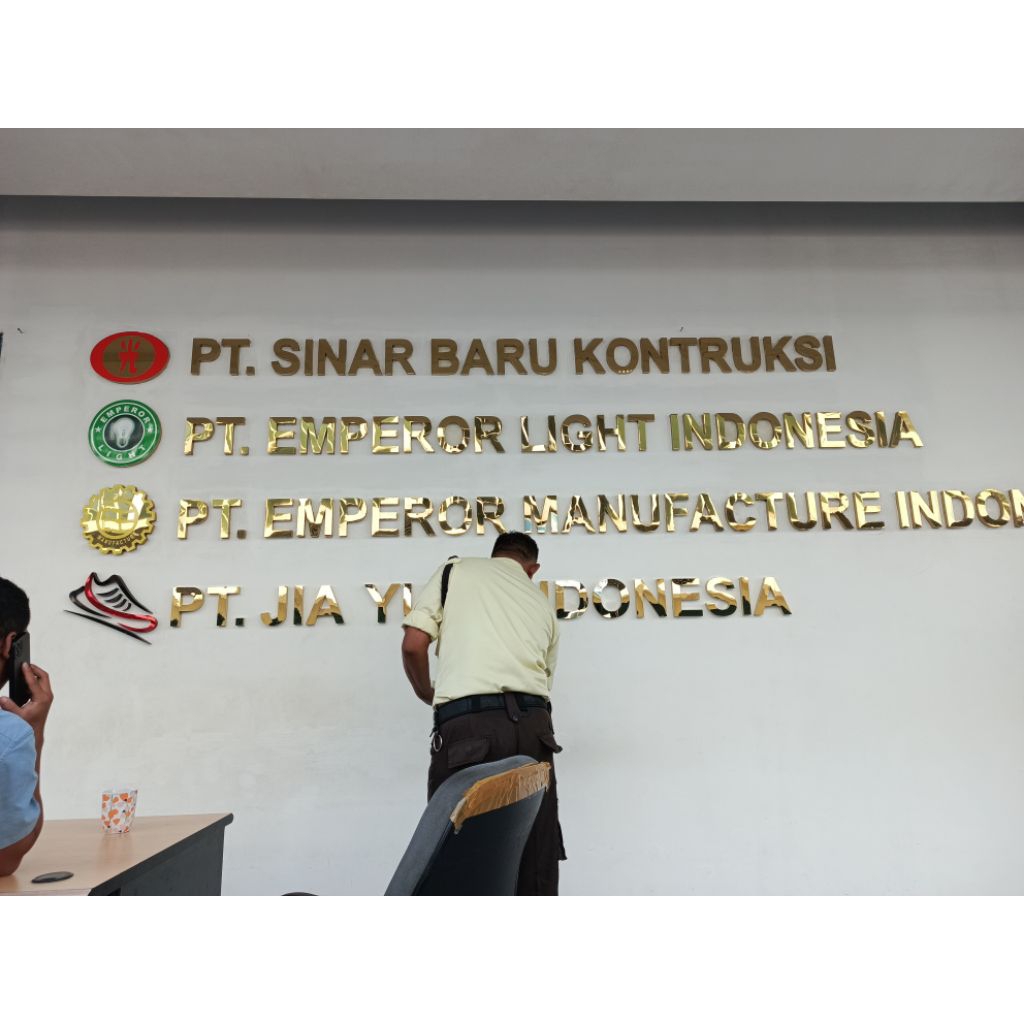 huruf timbul stainless mirror gold seri 304