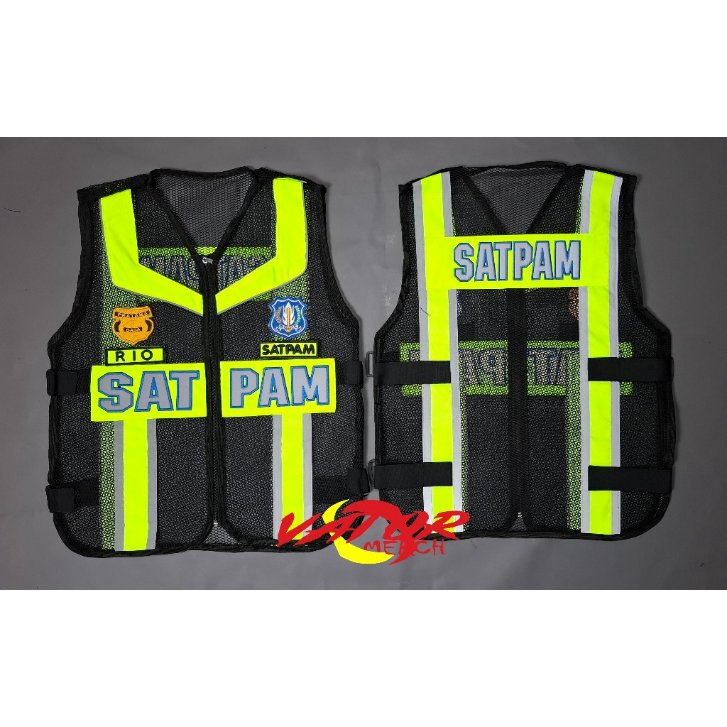 rompi security/satpam rompi jala terbaru rompi terbaru gratis nama full bordir