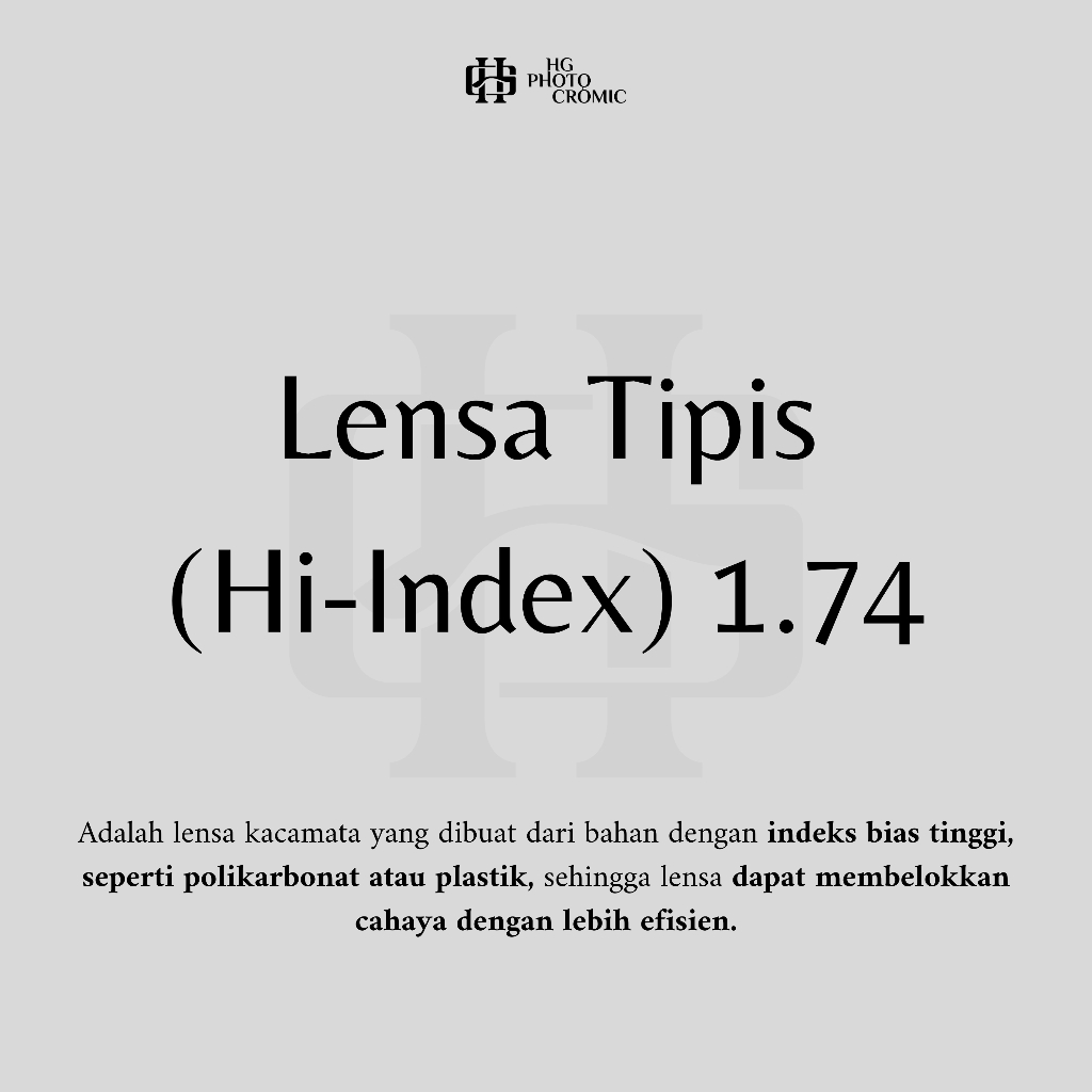HOUSEGUDAN - Lensa Paling Tipis Hi-index 1.74 - Lensa Kacamata Minus Tinggi Lensa Hi Index 1.74 Term