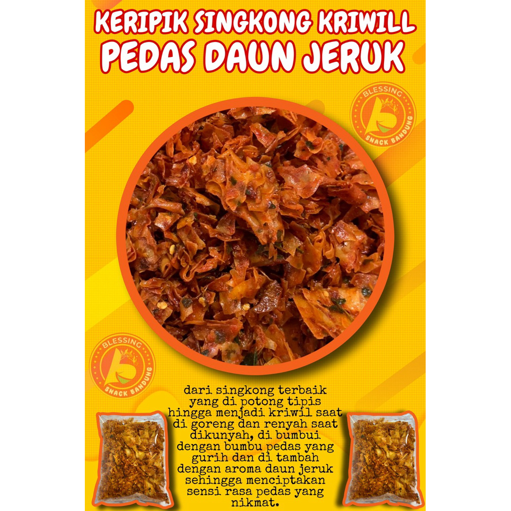 

KERIPIK SINGKONG KERIWIL PEDAS DAUN JERUK 500gr KRIPSET