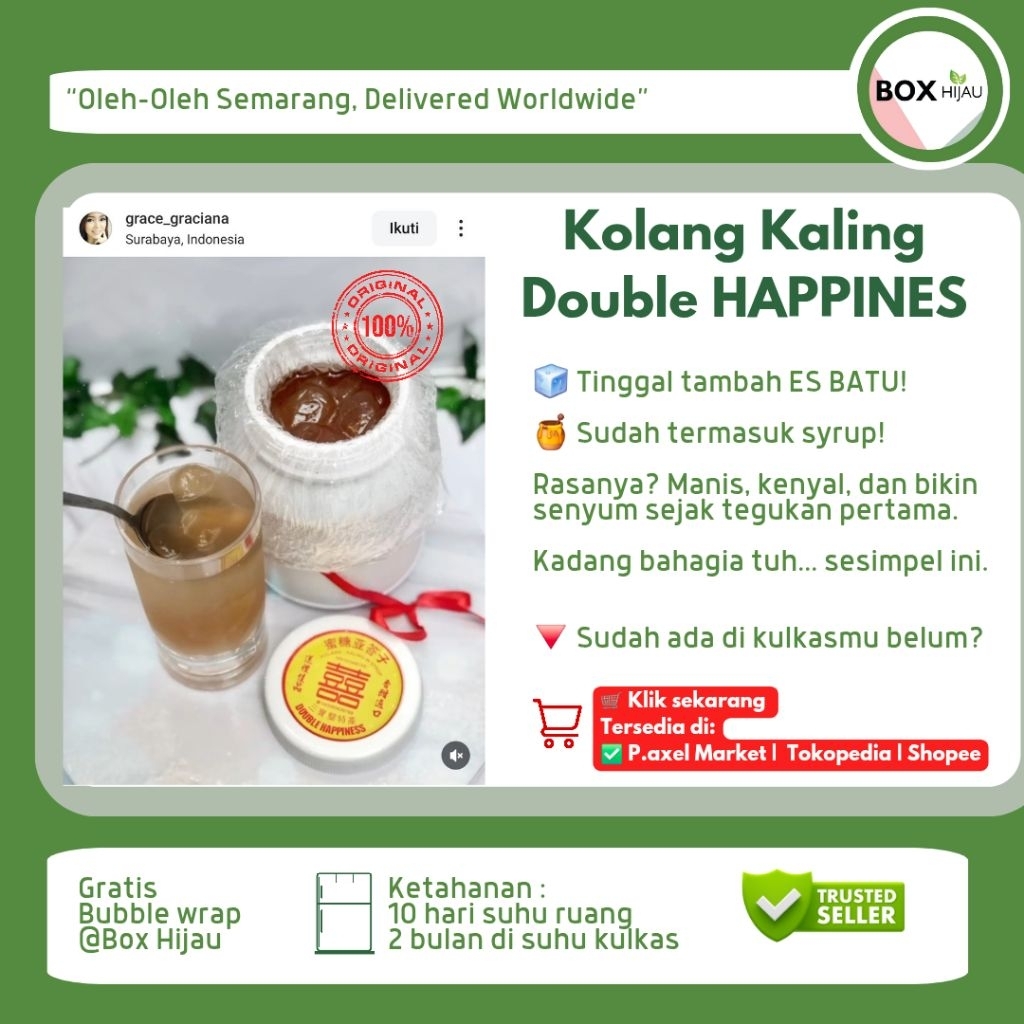 

Kolang Kaling Double Happines Oleh oleh makanan Semarang Box Hijau