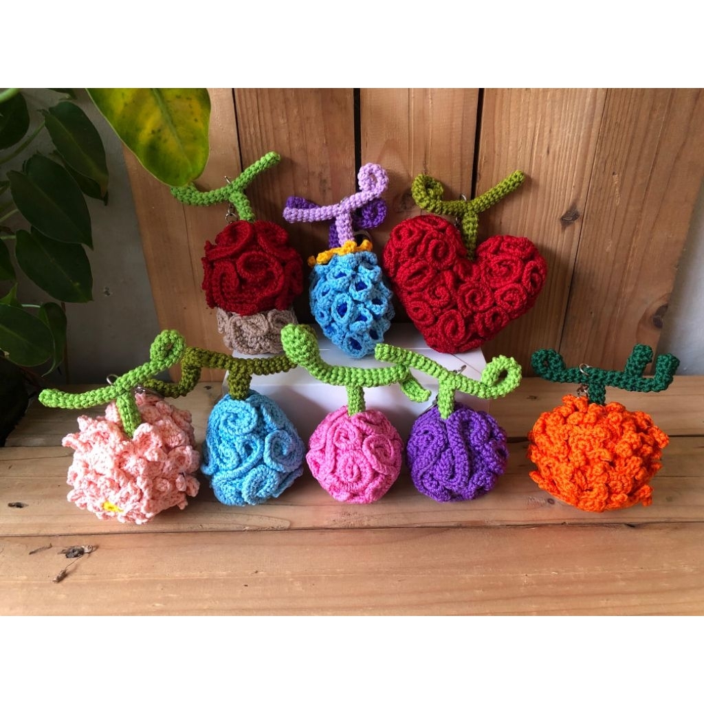 Buah Iblis / Devil Fruit One Piece - Gantungan Rajut Buah Iblis / Devil Fruit One Piece