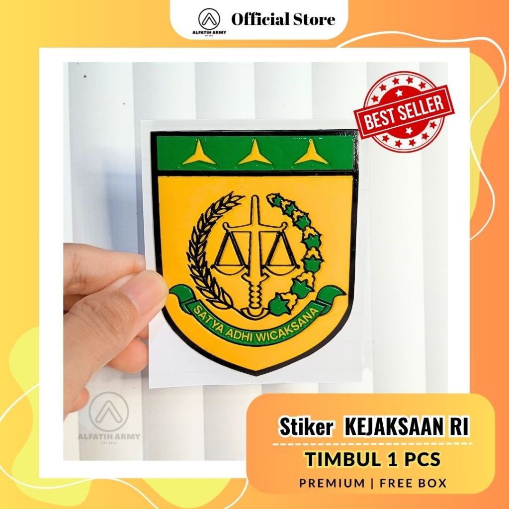 

Stiker Timbul Kejaksaan RI perisai kuning hijau 6x7cm| Stiker Kaca Alfatih Army