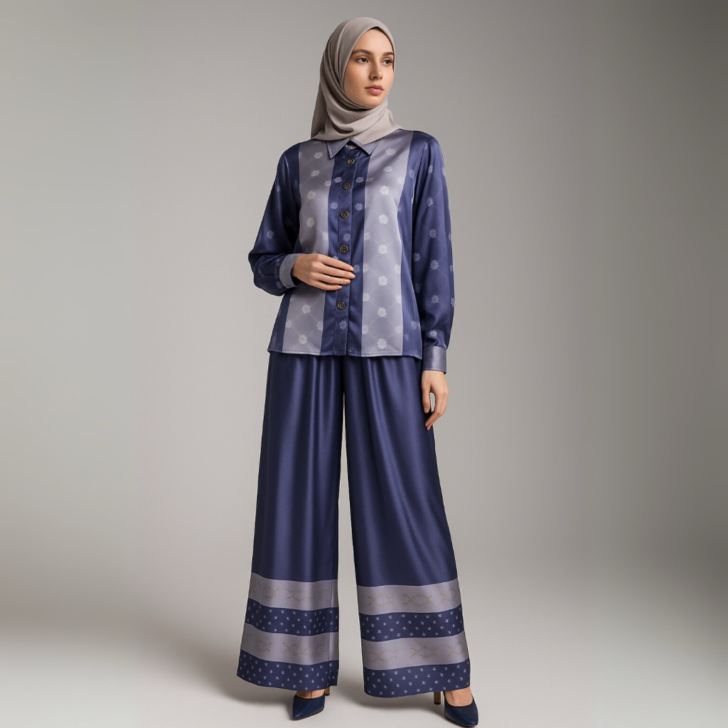 Setelan Motif Oneset Lily Kerah Kemeja Uv Protection Setcel Wanita Muslim Set Hijab By Juragan Gamis