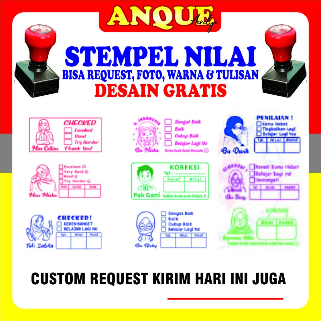 

Stempel Nilai Custom bisa foto juga - 1 hari jadi
