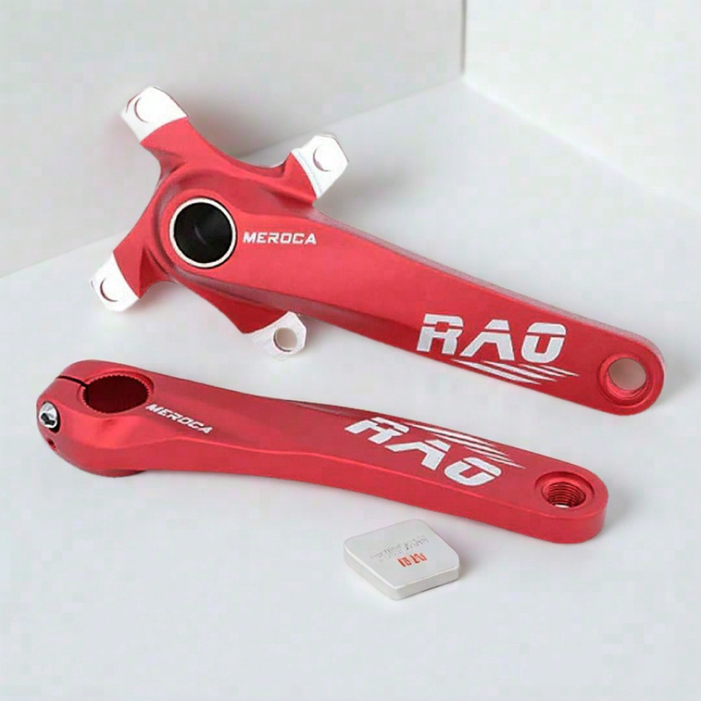 Meroca Rao Crankset Tanpa BB HT2 Crank Set Hollowtech BCD 104 Merah