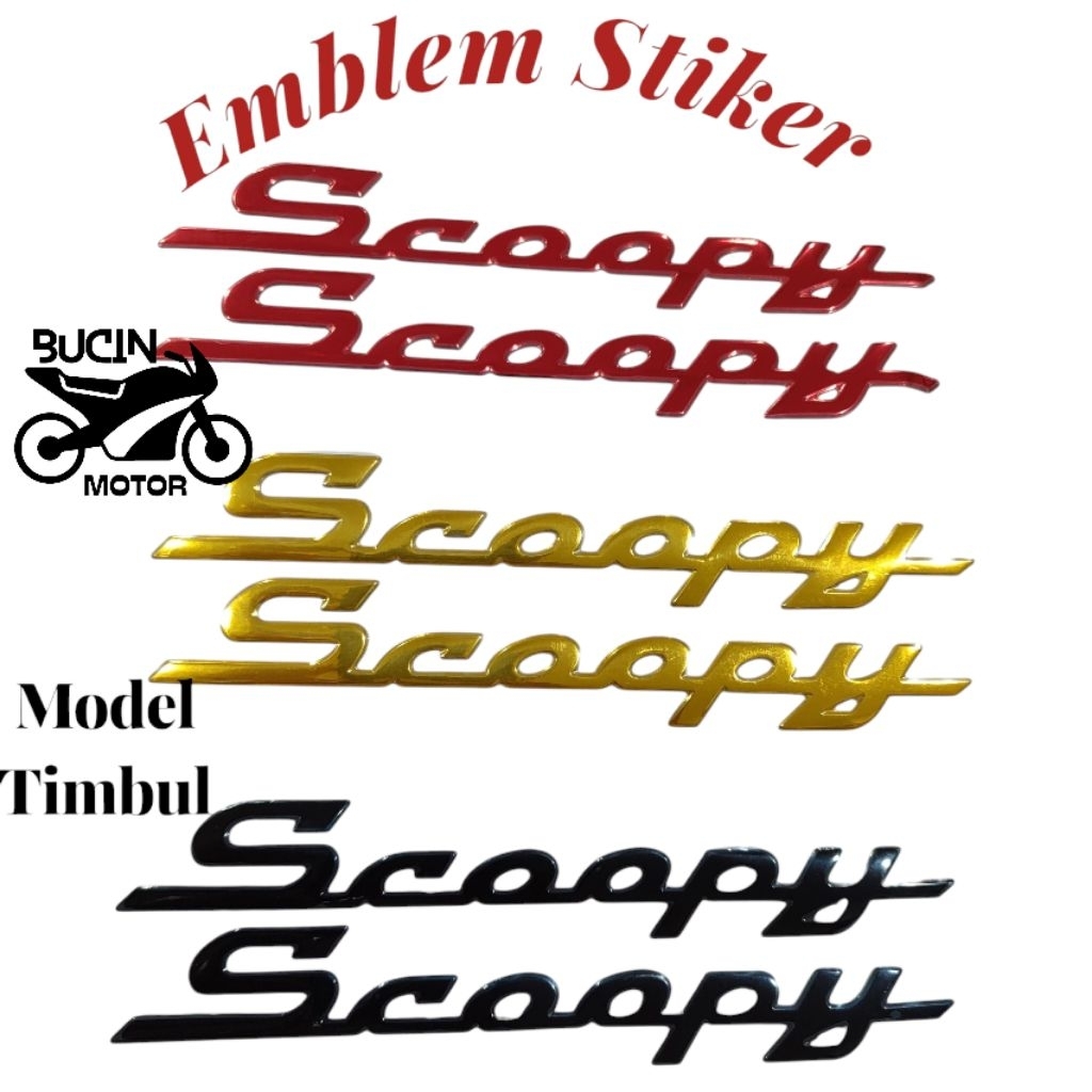 Emble Logo Honda Scoopy Sambung/ Emblem Stiker 3D Timbul Scoopy 2014-2016 Sepasang *