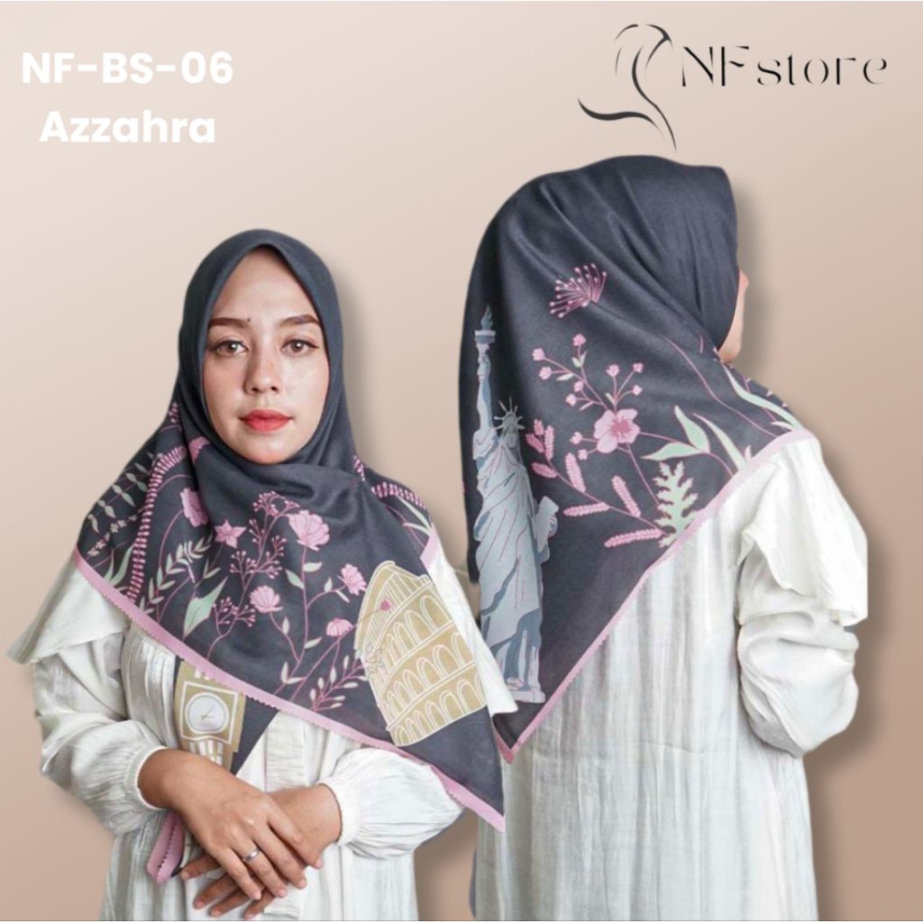 Hijab Segi Empat Motif  Azzahra Series Hijab Voal NFstore