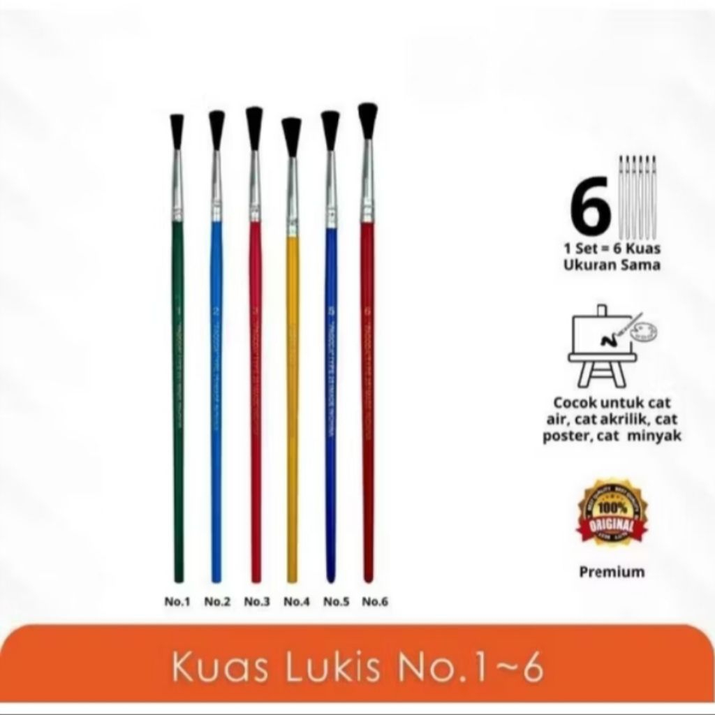 

Trifelo - Kuas Set Pagoda Trifelo TF-AB1-6pcs / Kuas Set Isi 6pcs Trifelo Pagoda Gagang Warna / Paint Brush Set Trifelo Pagoda