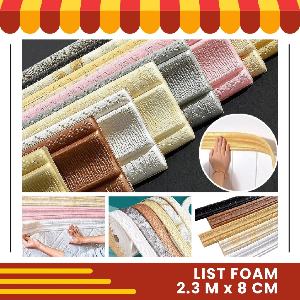 List Stiker Dinding Lis Border Tebal Wallfoam Siku 3D Timbul Hiasan Ruangan Rumah Anti Rayap