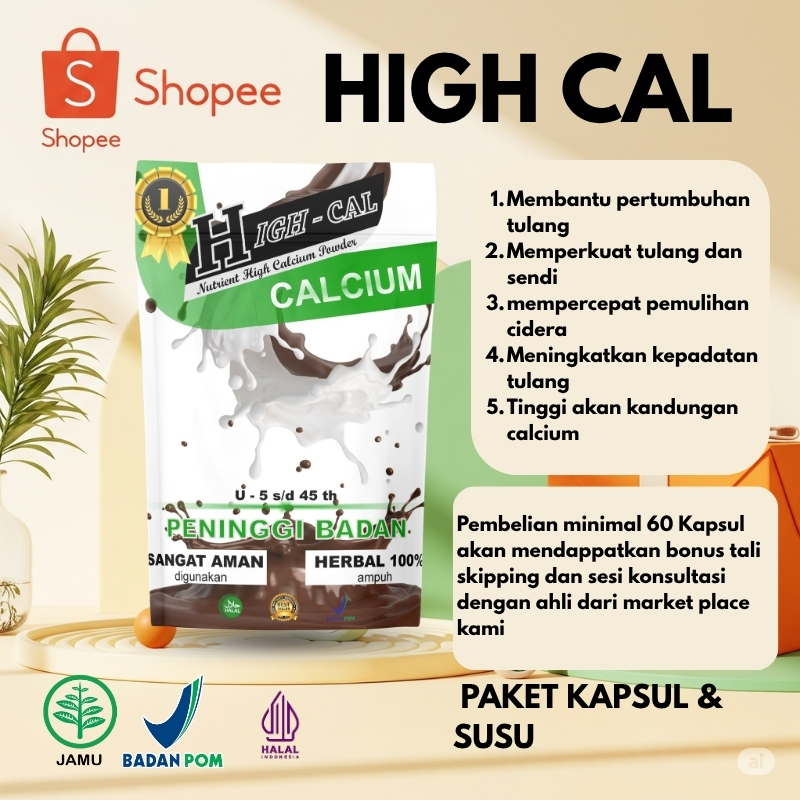 

High Cal Peninggi Badan Pemilik U-5 s/d 45th Paket Kapsul & Susu