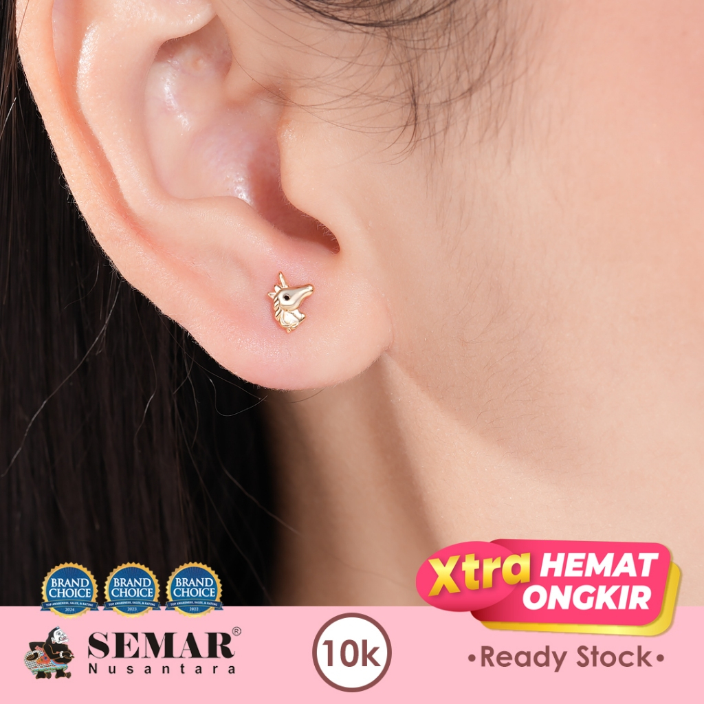 Anting Emas Tindik Cute Unicorn Kids Gold 10K Semar Nusantara