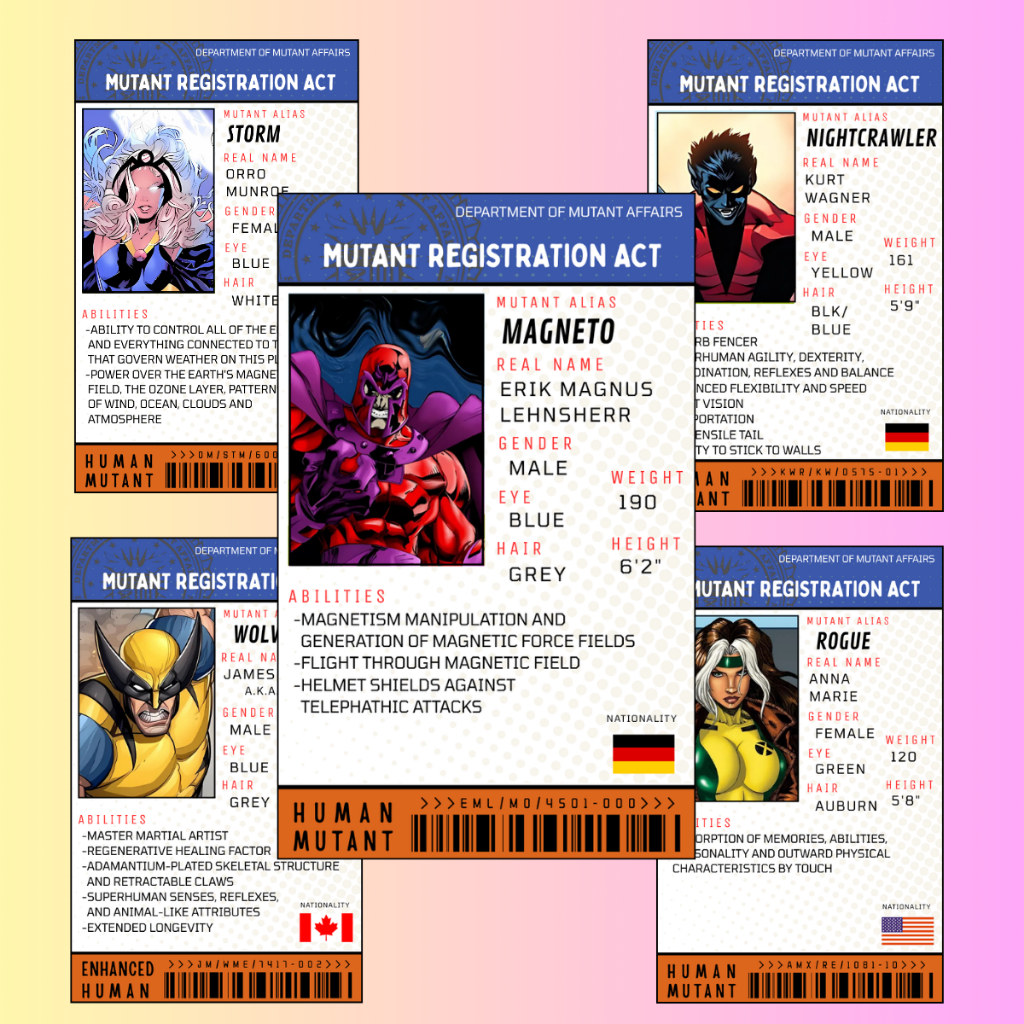 

Mutant Registration Act 'X-Men' Classic Comic Identification Card