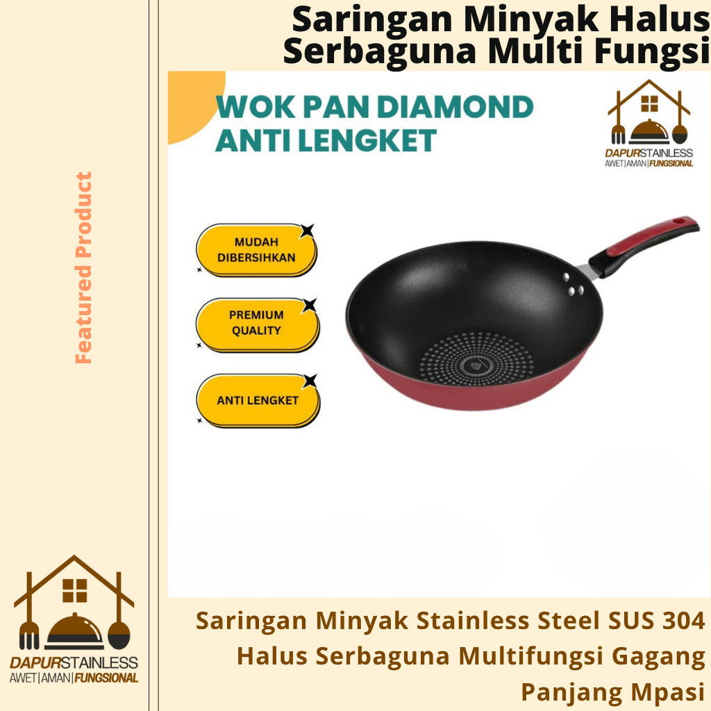 Dapur Stainless -  Wajan Teflon Diamond Anti Lengket Batu Medis 32cm Batu Granit