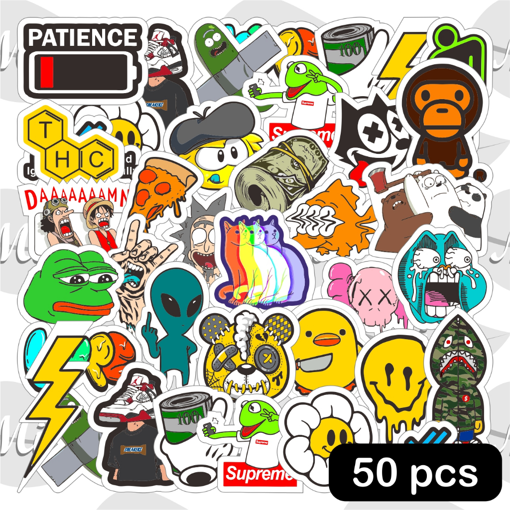 

(50 pcs) Stiker Hypebeast | logo sticker pack Vinyl setiker keren Laptop Waterproof thumblr