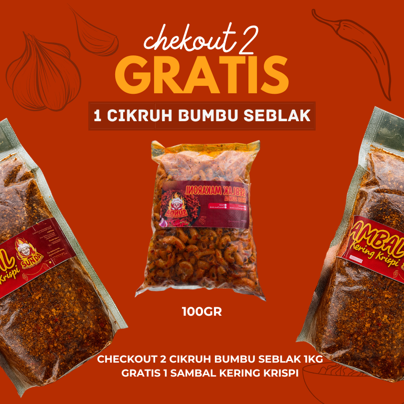 

1/4kg sambal kering krispi cabai asli extra pedas Gratis cikruh bumbu seblak 100gr