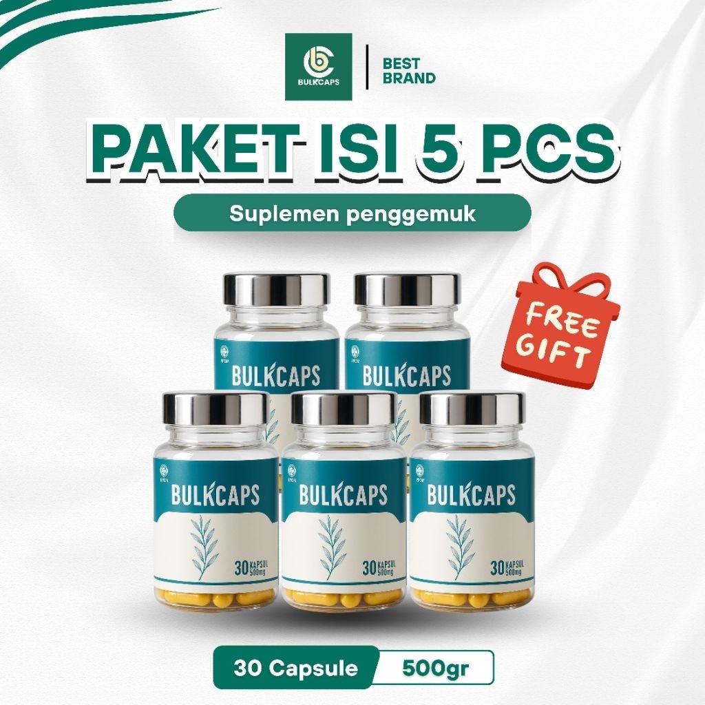 5 Botol Bulkcaps Penggemuk Ampuh Naik BB Cepat Menambah Nafsu Makan Massa Otot Hasil Permanen Tanpa 