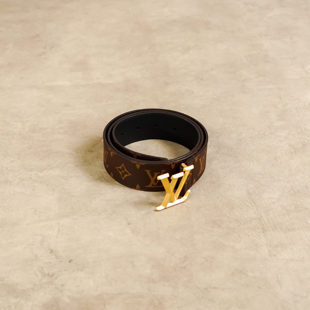 Ikat Pinggang LV LV INITIALS 40MM REVERSIBLE ECLIPSE GOLD BROWN BELT 100% ORIGINAL