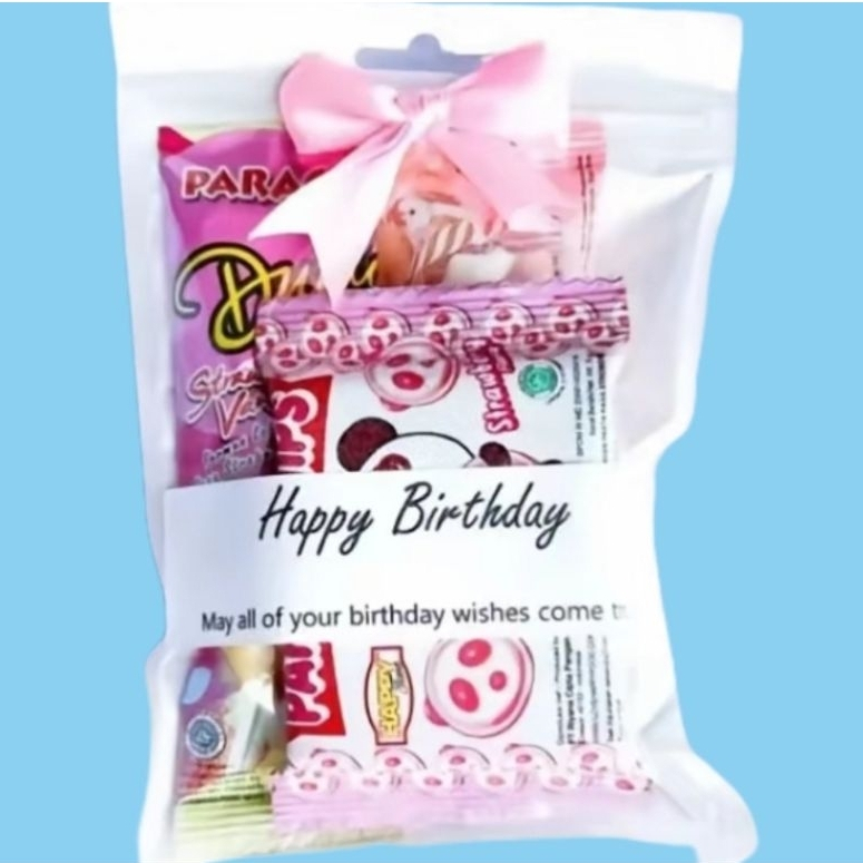 

Mini Gift Snack / Mini Hampers / Tema Merah Muda / Snack Ultah