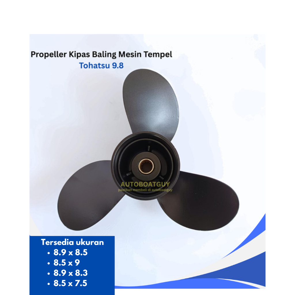 Propeller Kipas Baling Baling Mesin Tempel Tohatsu 9.8 Mercury Hangkai Parsun PK HP