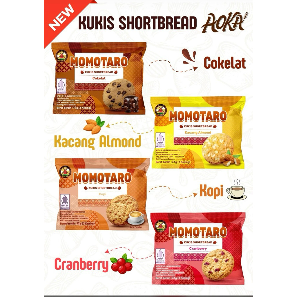 

5 PCS / Bungkus Aoka Kukis Shortbread 4 Rasa