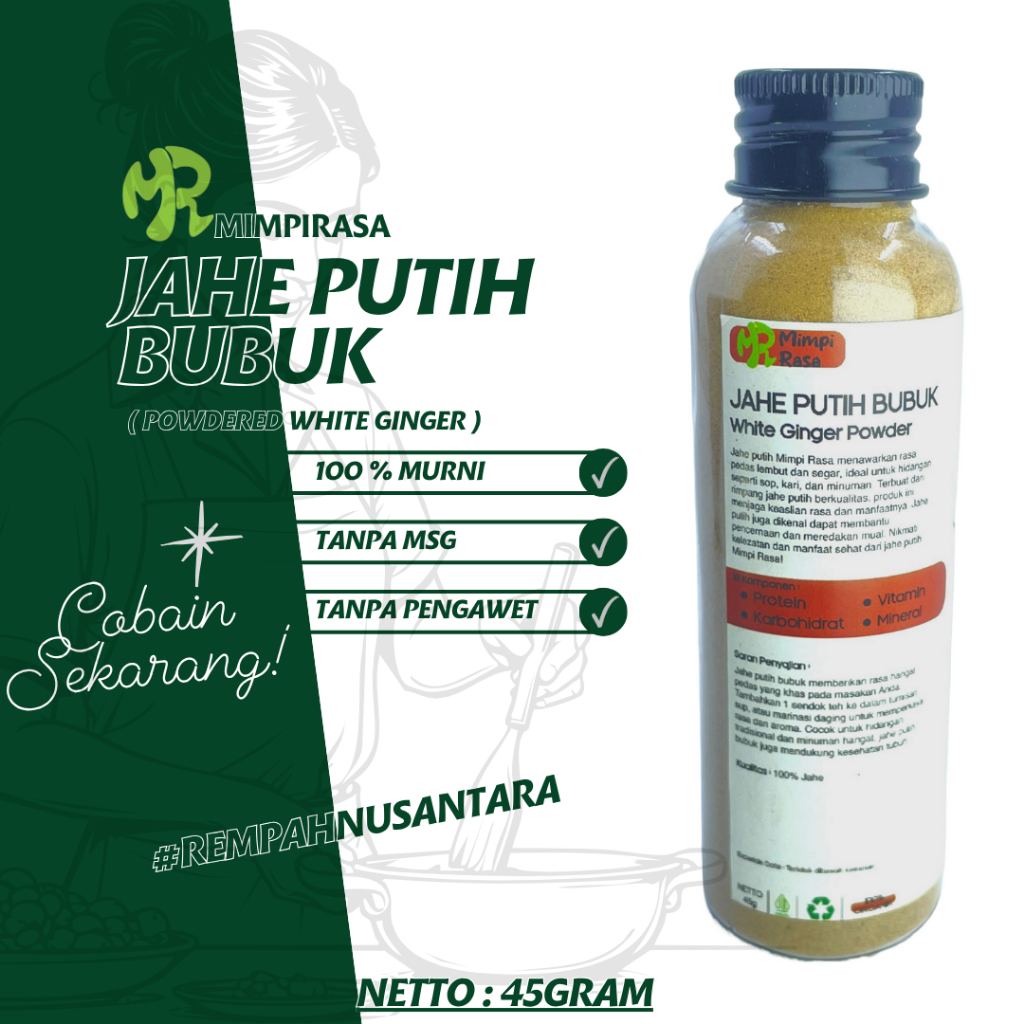 

BUMBU | JAHE PUTIH BUBUK | ZINGIBER OFFICINALE VAR POWDER | 60g