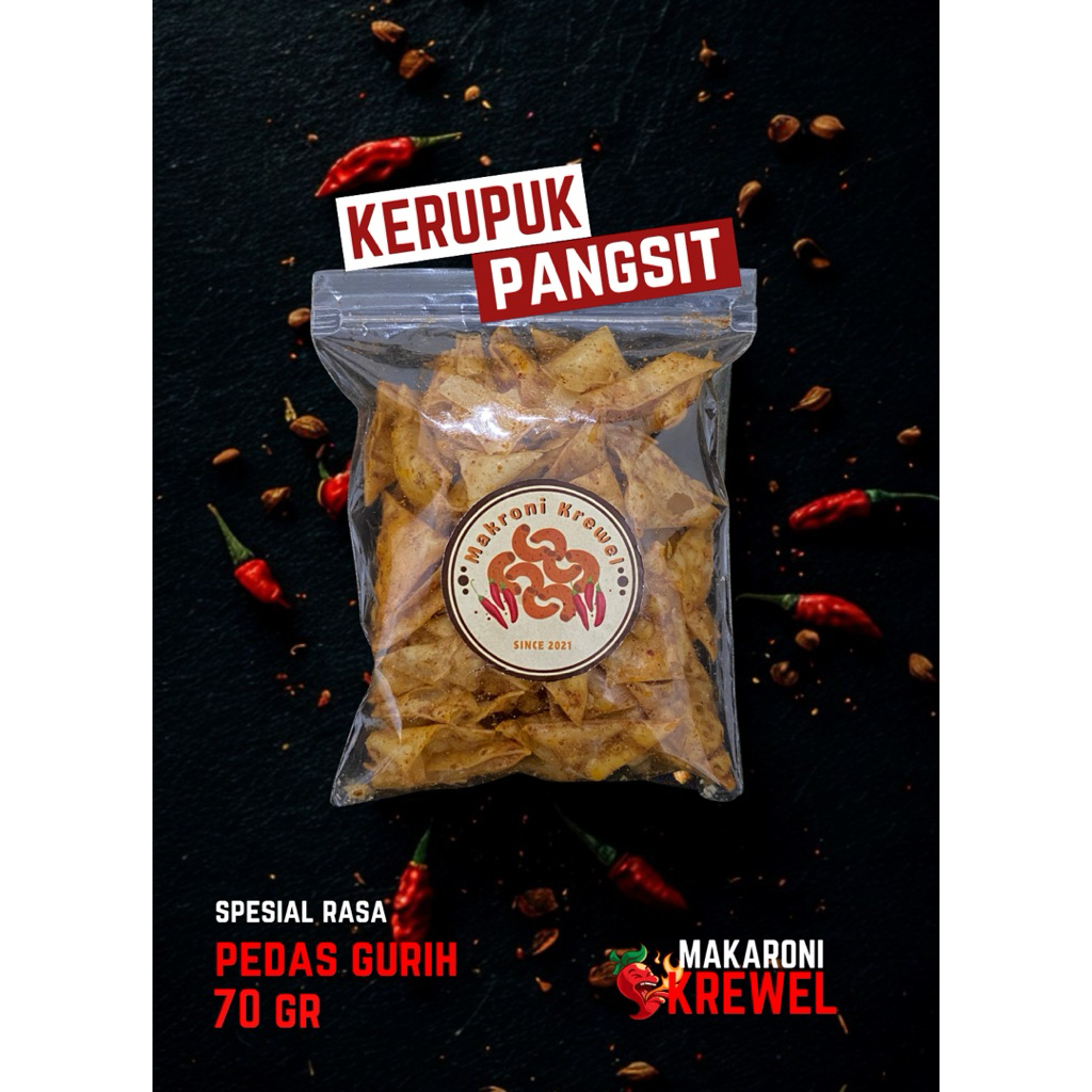 

Makaroni Krewel - (Kerupuk Pangsit Kemasan Plastik Ziplock Kecil)