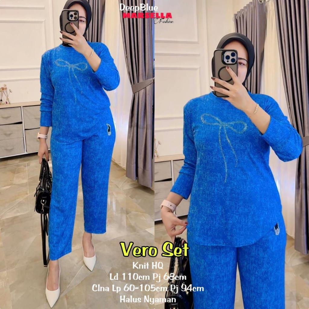 VERO SET BY MARSELLA / SETELAN WANITA ATASAN MIX CELANA BAHAN KNIT HQ BEST SELLER