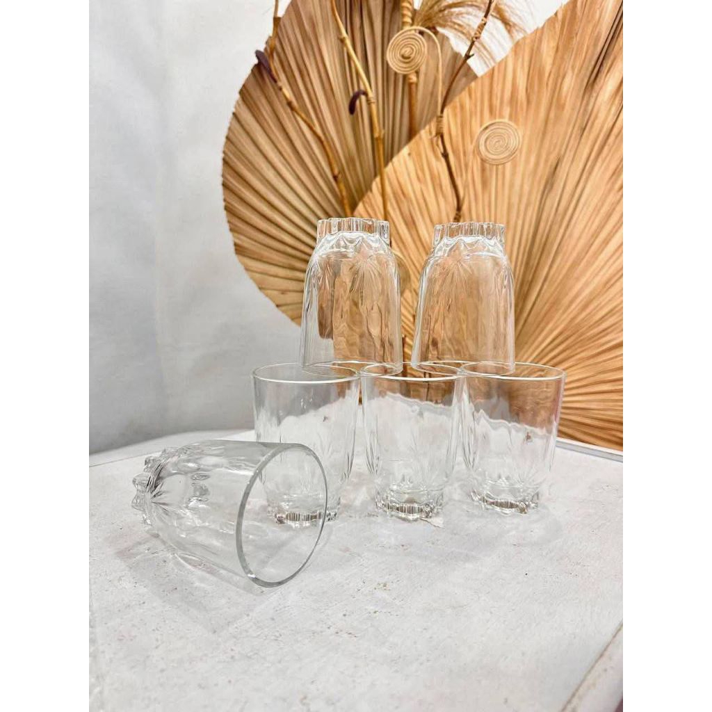 *GELAS BELIMBING/GELAS JADUL/GELAS KUNO)GELAS KACA/CANGKIR KACA 6 PCS