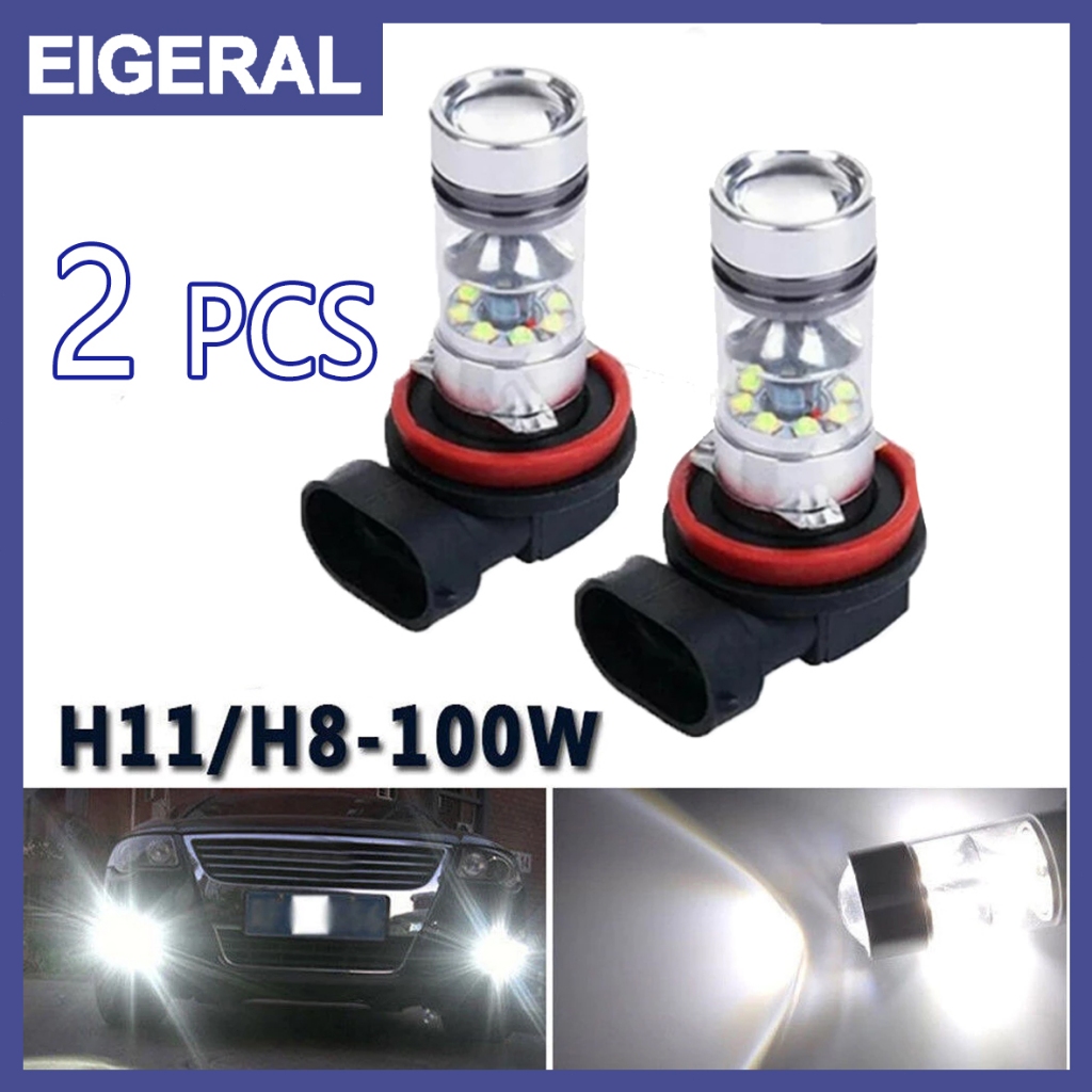 2Pcs 100W H11 H8 Lampu Kabut Lampu LED Mobil Super Terang 20SMD 4300K 1000LM Mobil Super Terang Warn