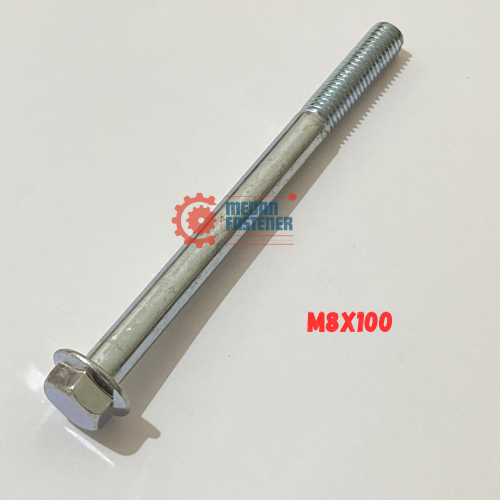 Baut Flange Bolt M8x100 Putih Baut 12 Panjang 10cm