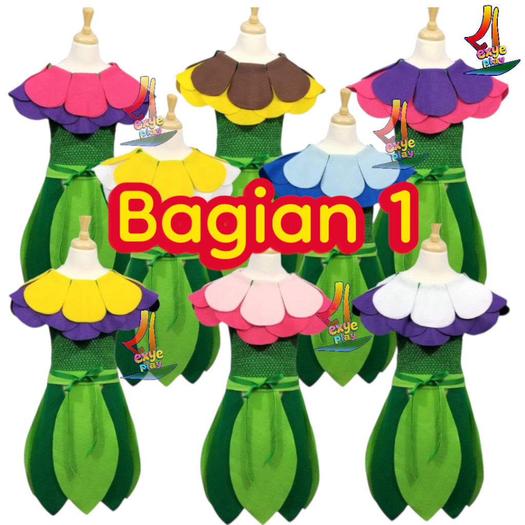Kostum Bunga Mawar Flower Headpiece Karnaval Kostum Pentas Set Kostum Bunga