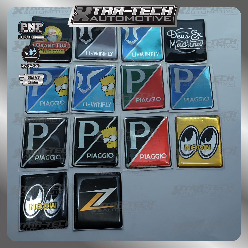 emblem timbul dasi vespa dan motor listrik u winfly t3