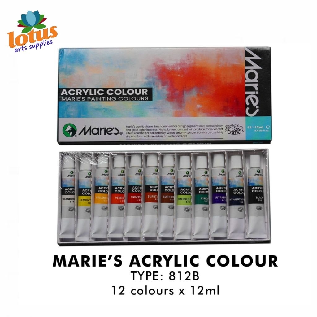 

BH01 Maries Oil Colour set 12 warna x 12ml Tube - cat minyak