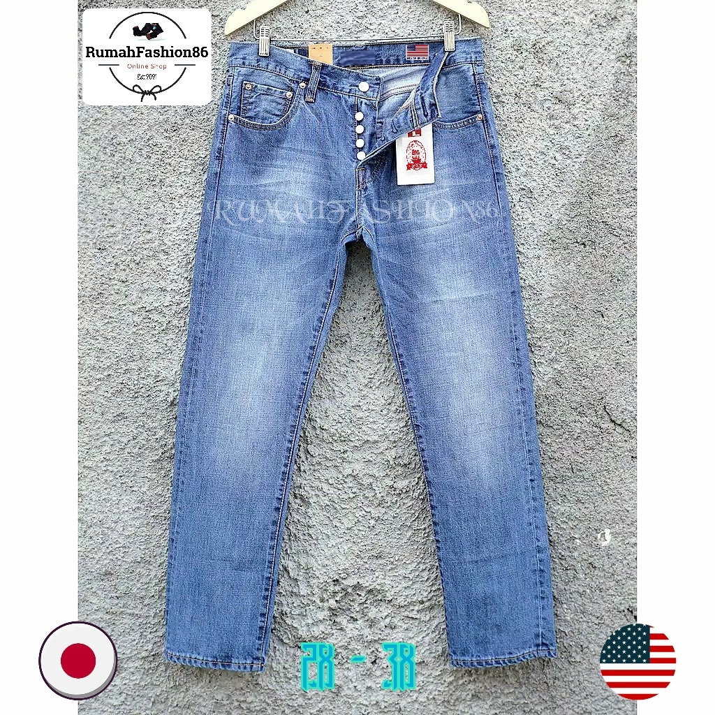 [FREE ONGKIR XTRA] CELANA PANJANG CASUAL PRIA LIGHT BLUE JEANS ORIGINAL DENIM SELVEDGE JAPAN / USA