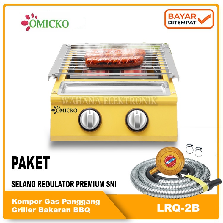 TERMURAH  Kompor Panggangan Sosis 2 Tungku/BBQ Grill Gas alat pemanggang daging stainles+PAKET SELAN