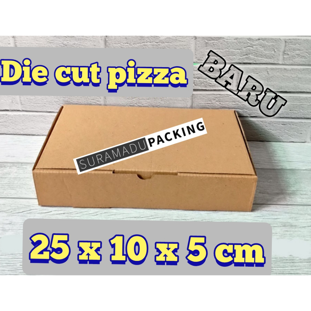 

Die cut pizza Kardus box karton packing 25x10x5 cm Packing Polos dan Tebal 3mm B FLUDE