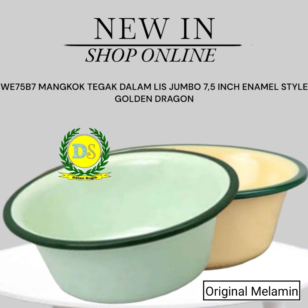 Original Melamin WE75B7 Mangkok Tegak Dalam Lis 7,5 Inch Enamel Style Golden Dragon